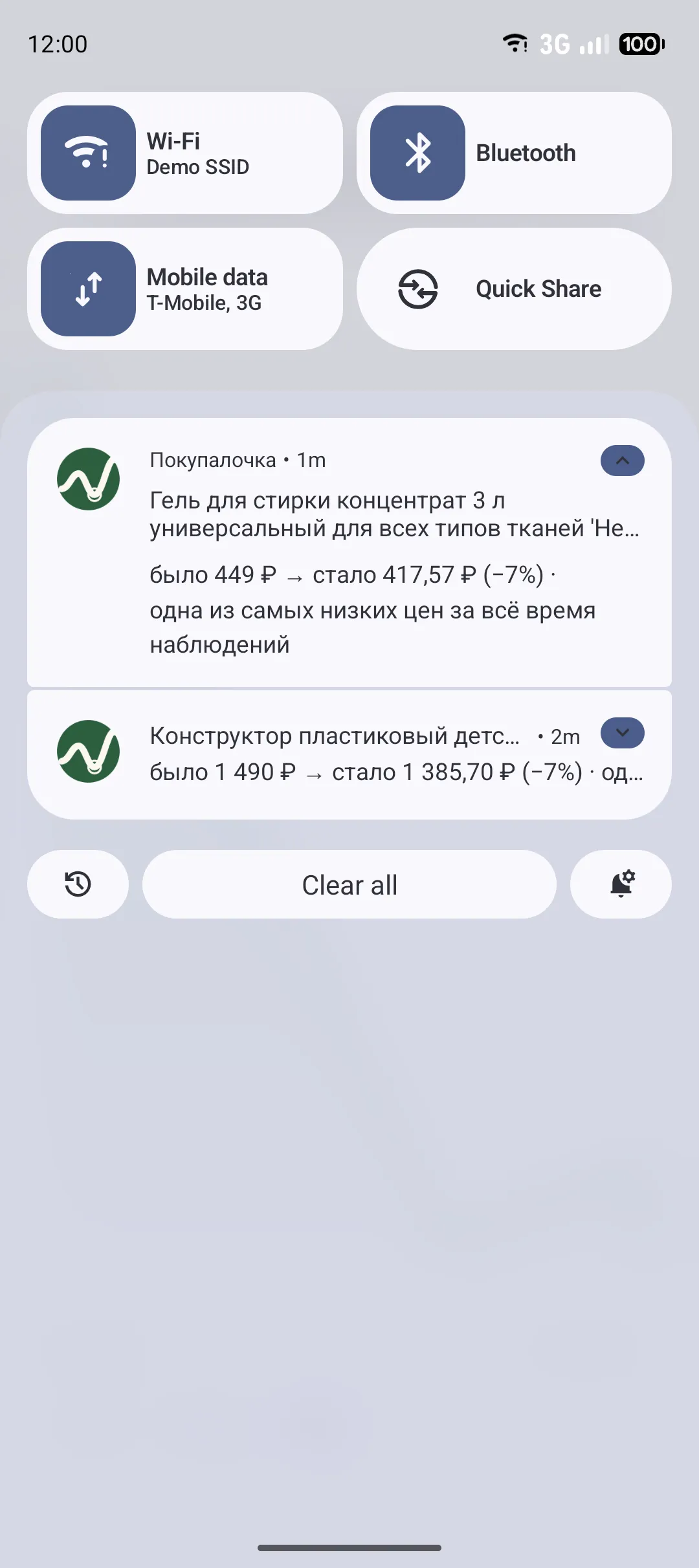 Уведомление о снижении цены